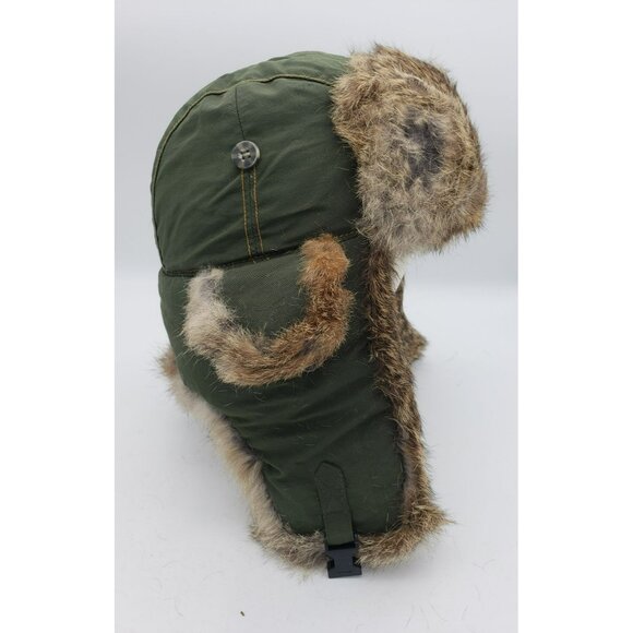 Mad Bomber Green Aviator Hat With Rabbit Fur Trim, Adult XL, Trapper Hunting - Picture 2 of 7